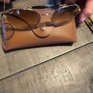 Ray-Ban Gold Frame Sunglasses with Brown Lenses